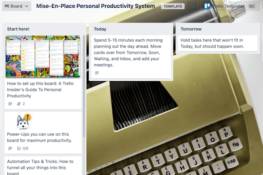 Image to show how a board can split up work into lists for personal productivity.