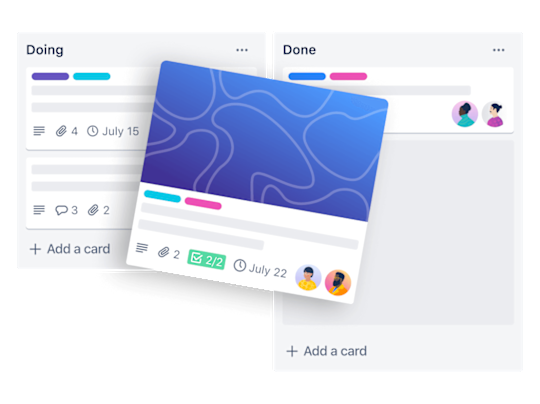 illustration of a Trello card of a single customer on a Trello board using CRM tools